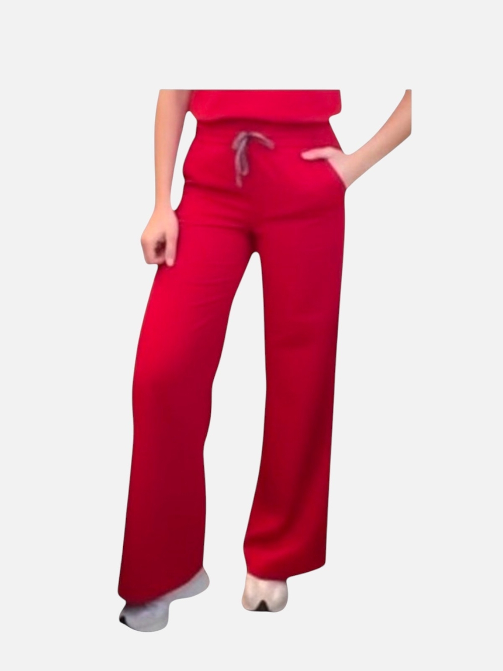Figs Winning Red Isabel High-Rise Wide-Leg Scrub Pant